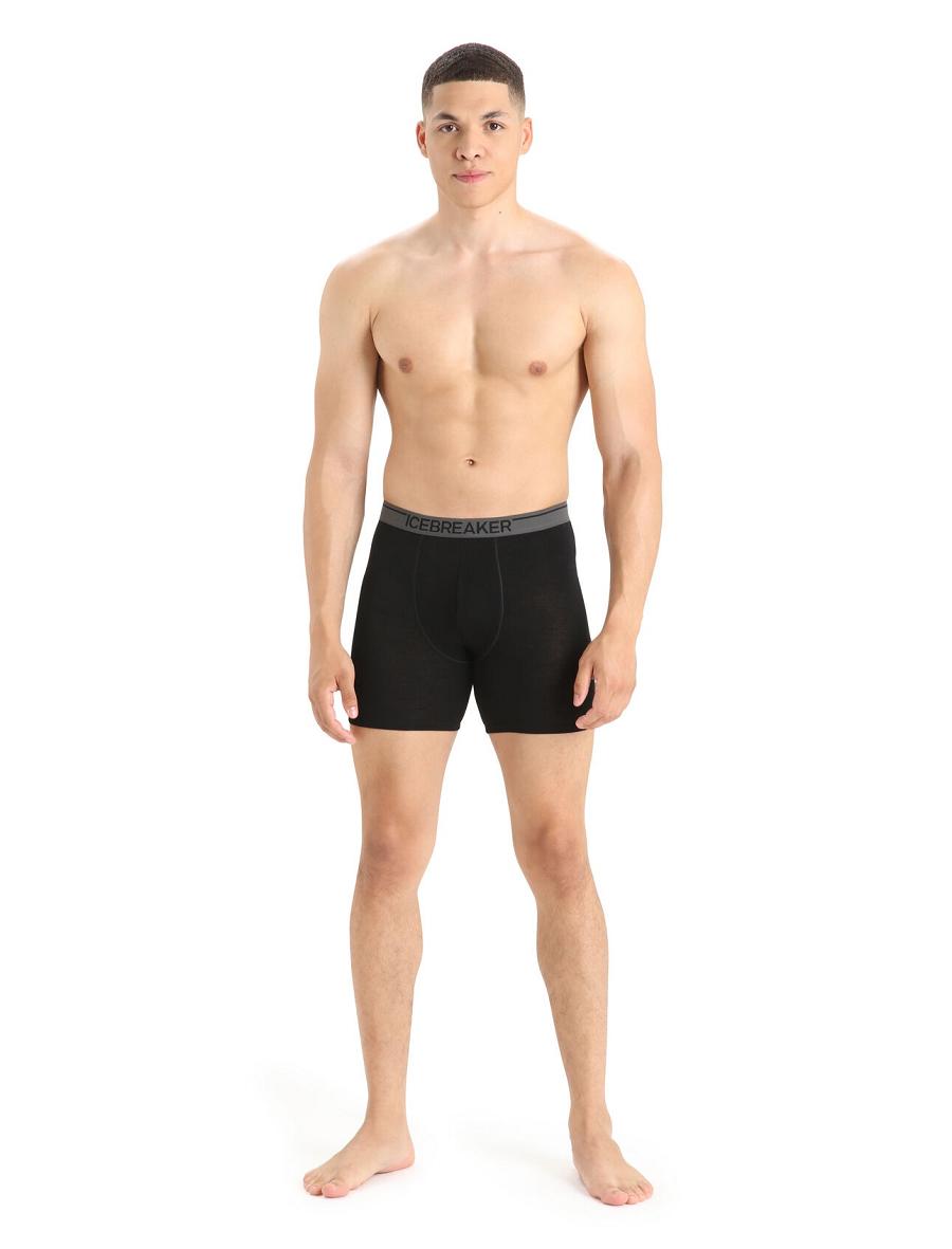 Icebreaker Merino Anatomica Long Boxers Miesten Alusvaatteet Mustat | FI 1285TCEV